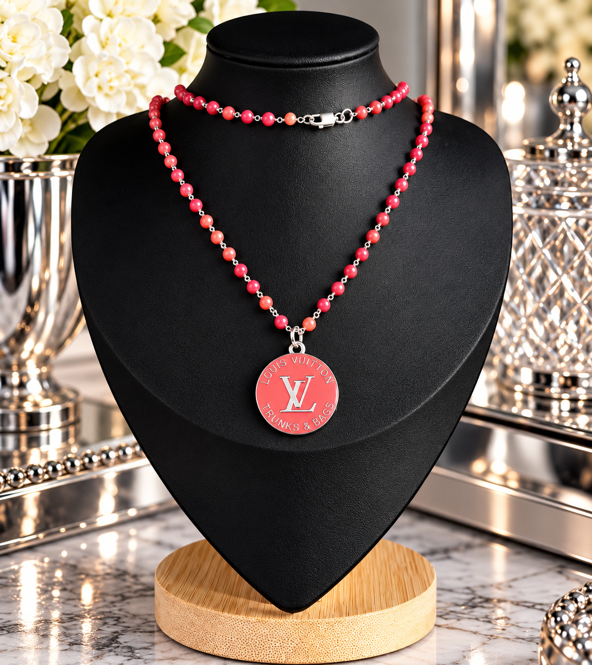 Ruby Romance — Sterling Silver & Natural Ruby Upcycled LV Necklace ❤️