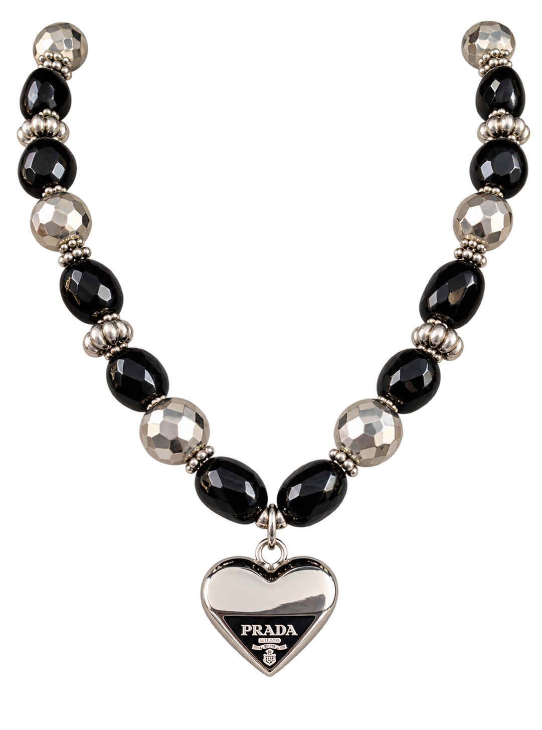 Midnight Heart — 1980s Vintage Upcycled Prada Necklace 🖤