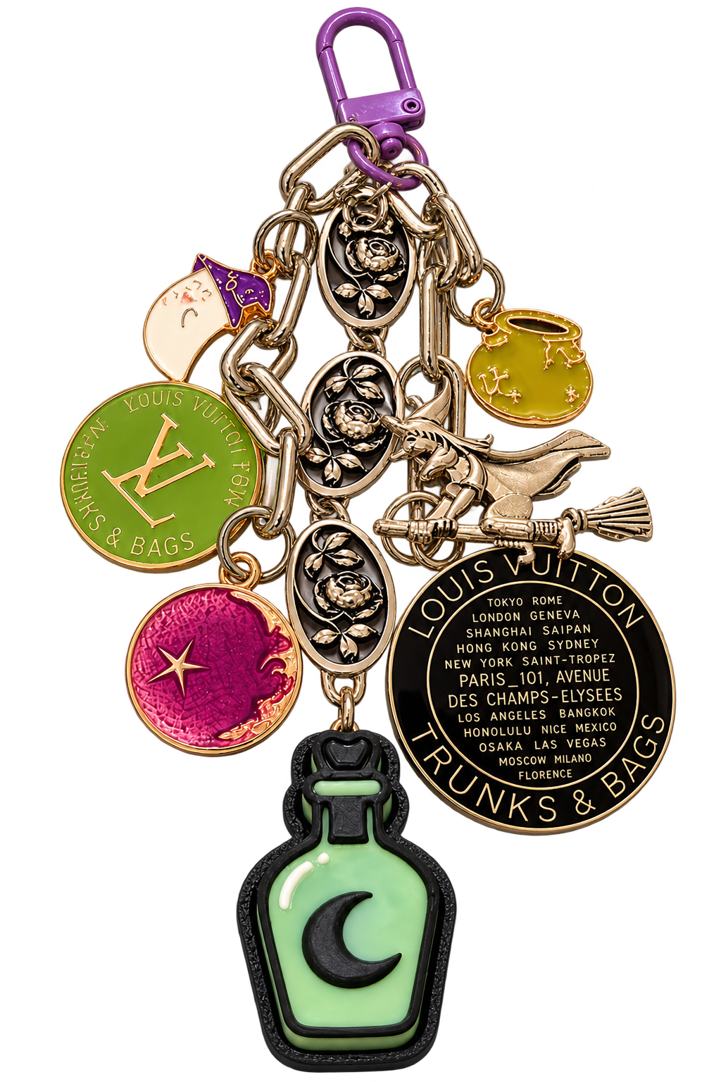 Midnight Potion — Vintage Avon & Upcycled LV Bag Charm