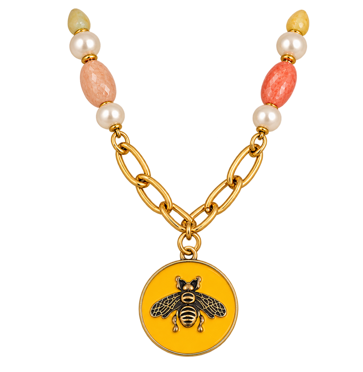 Golden Harvest vintage upcycled GG bee necklace
