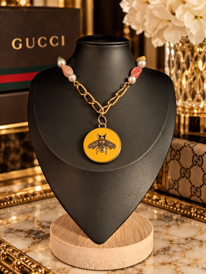Golden Harvest — Vintage Upcycled GG Bee Necklace