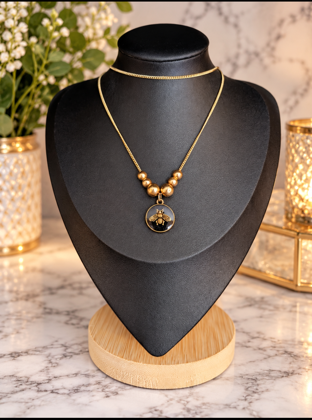 Golden Hive — Upcycled GG Bee Necklace