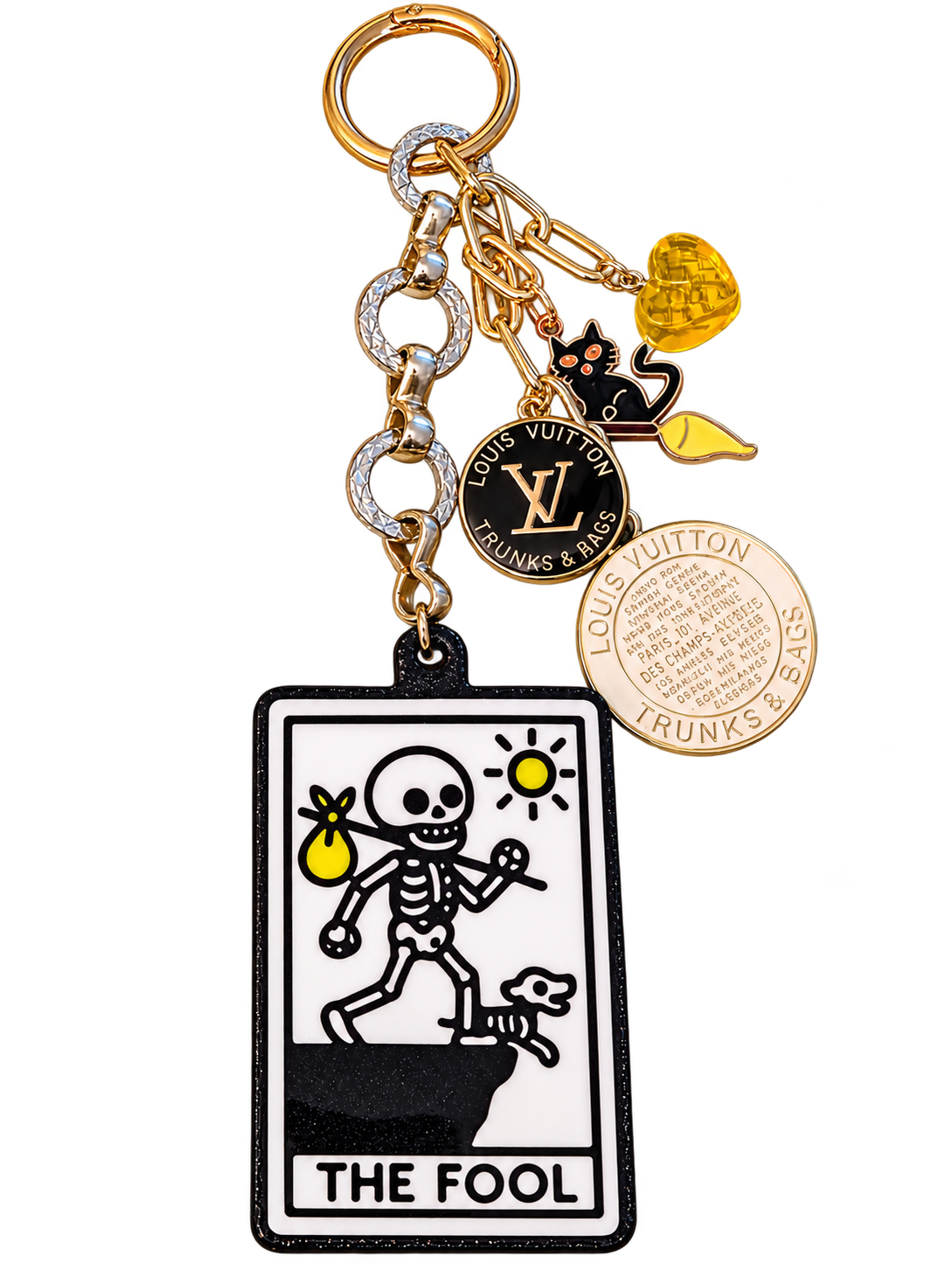 🖤 The Fool's Fortune — Vintage Upcycled LV Bag Charm 🔮