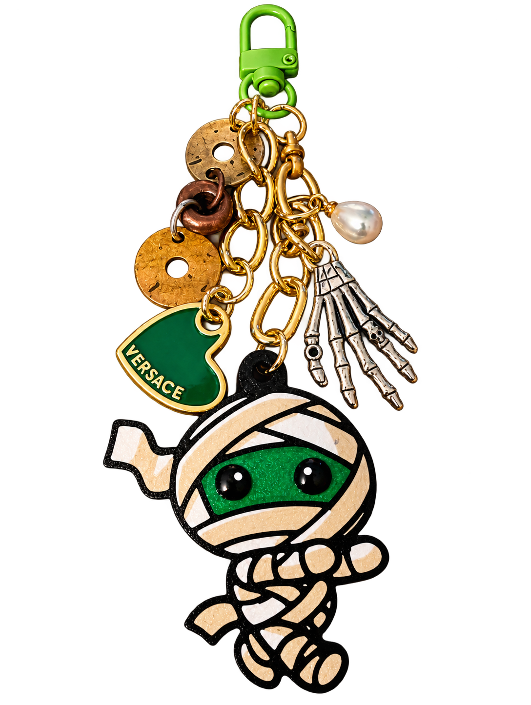 Mummy Dearest 💚 — Upcycled Versace Halloween Bag Charm